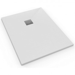 Alek Receveur de douche rectangulaire 100x90 cm avec siphon, en marbre coulé, Blanc (SATALEK10090B-S)