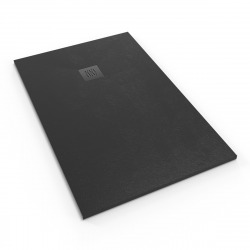 B-Way Receveur rectangulaire 140x90cm avec siphon, en marbre coulé, Noir (SATALEK14090-S)