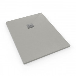 Alek Receveur de douche rectangulaire 100x80 cm avec siphon, en marbre coulé, Gris (SATALEK10080S-S)