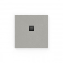 Swiss Aqua Technologies Alek Receveur de douche carré 80x80cm avec siphon, en marbre coulé, Gris (SATALEK80QS-S)