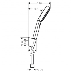 Pulsify Select Set de Douchette à main XXL Performance 105mm + Flexible de douche 125cm + Support mural, Chrome (24302000)