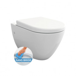 Bello Ensemble Cuvette suspendue sans bride + Abattant frein de chute, Blanc (BelloRimless)