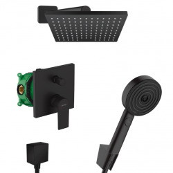 Hansgrohe Vernis Shape Pulsify Set de douche tout en 1 avec Douche de tête 230 XXL + Douchette à main 3 jets, Noir mat