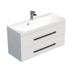 Naturel Meuble de salle de bain avec vasque Naturel Cube Way 100x40 cm blanc brillant (CUBE2100ZBL)