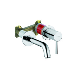 BOZZ Kit Mitigeur lavabo mural 2 trous à encastrer, Noir mat + Corps à encastrer pour mitigeur de lavabo 2 trous (382443976-C)