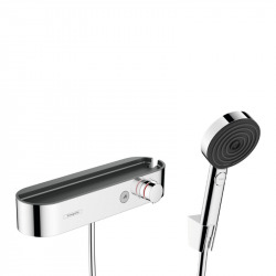 Hansgrohe ShowerTablet Select Set Mitigeur thermostatique douche + Douchette 105mm 3 jets + Flexible douche 125cm + Support mural, Chrome