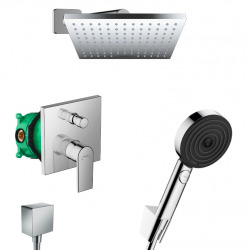 Hansgrohe Vernis Shape Pulsify Set de douche encastré tout en 1 avec douche de tête 230 XXL + Douchette 3 jets Performance