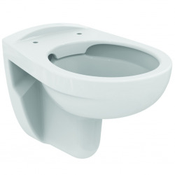 Pack WC Bati-support Geberit Duofix + Cuvette suspendue Porcher sans bride + Abattant Ideal Standard ASTOR + Plaque blanche (Por