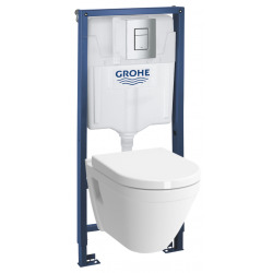 Pack WC Rapid SL + cuvette VITRA S50 avec bride + abattant softclose + Plaque de commande Skate Chrome (GROHE-S50softclose)