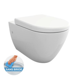 Bello Ensemble Cuvette suspendue sans bride + Abattant frein de chute, Blanc (BelloRimless)