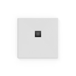 Swiss Aqua Technologies Alek Receveur de douche carré 80x80cm avec siphon, en marbre coulé, Blanc (SATALEK80QB-S)