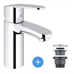 Grohe Eurostyle Cosmopolitan Set Mitigeur lavabo Taille S + Bonde clic clac Grohe pour lavabo avec trop-plein (3246820E-CLICCLAC)