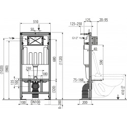 Set complet bati support autoportant + WC Ideal Standard Tesi Aquablade sans bride + plaque chrome mat (AlcaTesi-5)