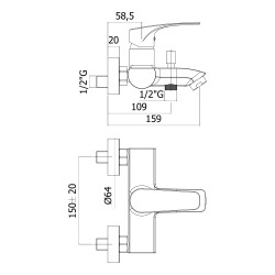  Project mitigeur monocommande 1/2" bain/douche, Chrome (SATBSPRO222)