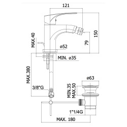 Project mitigeur monocommande 1/2" bidet, chromé (32929002)