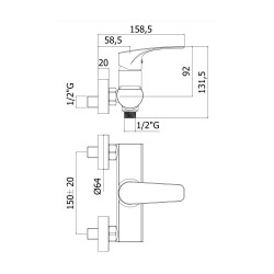 Project mitigeur monocommande 1/2" de douche, Chrome (SATBSPRO268)