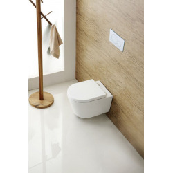 Pack WC Bati Geberit UP100 + WC sans bride Swiss Aqua Technologies + Abattant softclose + Plaque Noir brillant