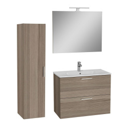 Set Mia ensemble meuble 79x61x39,5 cm  avec miroir, lavabo, éclairage LED + armoire 145x35x35cm, Cordoba