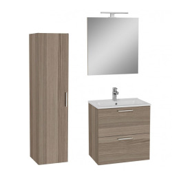 Vitra  Set Mia ensemble meuble 59x61x39,5cm avec miroir, lavabo, éclairage LED + armoire 145x35x35cm, Cordoba