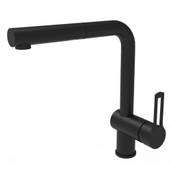 Paffoni Vallone Mitigeur de cuisine avec douchette extractible, noir mat (RIN185NO)