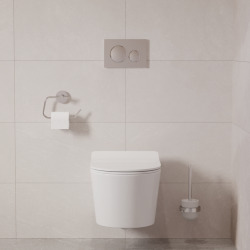 Pack WC Bâti-support + WC Swiss Aqua Technologies sans bride et fixations invisibles + Plaque chrome (ViConnectSATrimless-1)