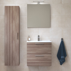 Vitra  Set Mia ensemble meuble 59x61x39,5cm avec miroir, lavabo, éclairage LED + armoire 145x35x35cm, Cordoba