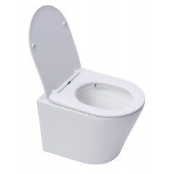 Pack WC Bâti-support + Cuvette Infinitio sans bride fixations invisibles + Abattant softclose + Plaque, Blanc (SLIM-Infinitio-1)