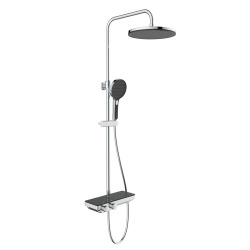 Swiss Aqua Technologies Colonne de douche avec douchette 3 jets, Mitigeur thermostatique, Barre réglable en hauteur, Noir/Chrome
