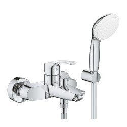 Grohe EUROSMART Mitigeur monocommande bain/douche avec douchette, Chrome (33302003)