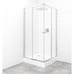 Swiss Aqua Technologies Project 90x90 cm cabine de douche carrée en verre transparent avec profilés, chrome brillant (SIKOMUQ90CRT)