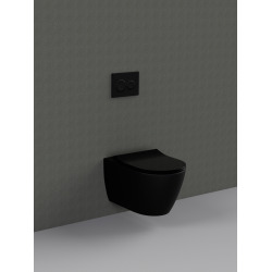 Pack WC Bâti-support extra-plat UP720 + WC sans bride Bello noir mat + Abattant softclose + Plaque noire (SLIM-BlackBello-A)