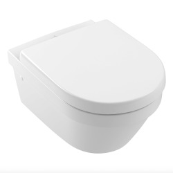 Villeroy & Boch Architectura Cuvette sans bride à fond creux + abattant en Duroplast, fixations invisibles (4694R001-Classic)