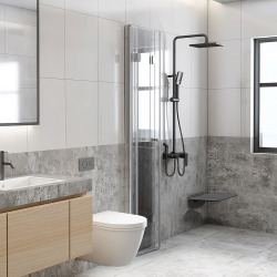 Siège de douche pliable 38 x 13,3 x 36,5 cm, noir (SATDSEDPLC)