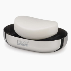 Joseph Joseph EasyStore™ Luxe, porte savon en acier inoxydable, facile à nettoyer, chrome (70579)