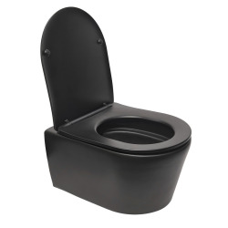 Pack WC bâti-support UP720 extra-plat + WC Infinitio noir mat sans bride + Abattant softclose + Plaque (SLIM-BlackInfinitio-A)