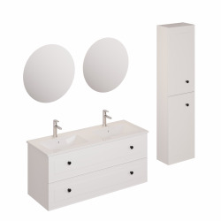 Ensemble de salle de bain avec lavabo comprenant robinet de lavabo, bec et siphon Naturel Forli blanc (KSETFORLI6)