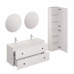 Ensemble de salle de bain avec lavabo comprenant robinet de lavabo, bec et siphon Naturel Forli blanc (KSETFORLI6)