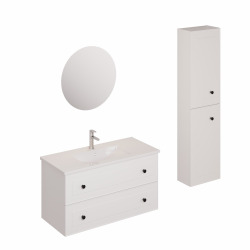 Ensemble de salle de bain avec lavabo comprenant mitigeur de lavabo, bec et siphon Naturel Forli blanc (KSETFORLI3)