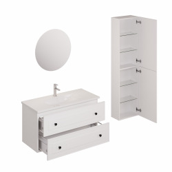 Ensemble de salle de bain avec lavabo comprenant mitigeur de lavabo, bec et siphon Naturel Forli blanc (KSETFORLI3)