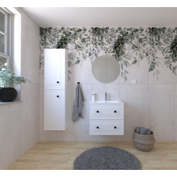 Ensemble de salle de bain avec lavabo comprenant robinet de lavabo, bec et siphon Naturel Forli blanc brillant (KSETFORLI12)