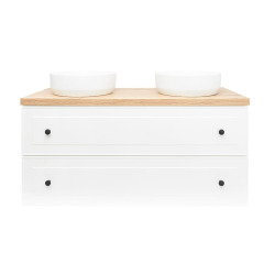 Naturel Meuble vasque de salle de bain blanc et bois clair Naturel Forli 120x53x46 cm blanc (FORLI120BID)