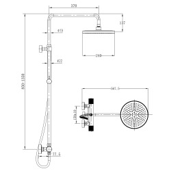Système de douche SAT avec mitigeur thermostatique noir SATSSTKC