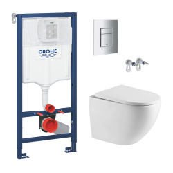 Grohe Pack WC Rapid SL + WC sans bride Swiss Aqua Technologies + Plaque de commande Skate Cosmopolitan (RapidSL-FusionTQ-1)