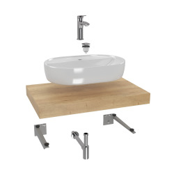 Ensemble de salle de bain SAT avec plaque sous lavabo Dolce 80x8x50 cm chêne halifax KSETDO1
