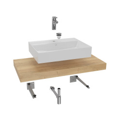 Ensemble de salle de bain Hansa avec plaque sous lavabo Dolce 100x8x50 cm chêne halifax KSETDO12
