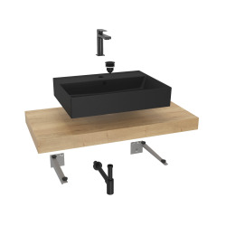 Ensemble de salle de bain SAT avec plaque sous lavabo Dolce 100x8x50 cm chêne halifax KSETDO15