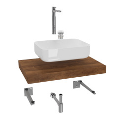 Ensemble de salle de bain SAT avec plaque sous lavabo Dolce 80x8x50 cm chêne charleston KSETDO7