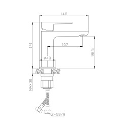  Mood mitigeur lavabo avec levier sans tirette, G3/8, Noir mat  (SATBSMOOD271C)