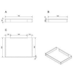 Plaque de lavabo Naturel Dolce 70x50 cm acacia DO7050AK