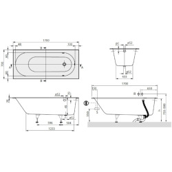 Villeroy & Boch Oberon Baignoire droite Ovale 170 x 70 cm en marbre coulé, pieds fourni, blanc (UBQ177OBE2V-01)